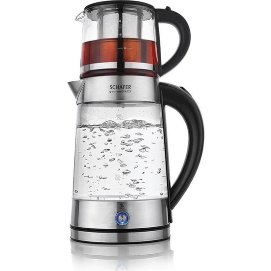 Schafer Gourmemaxx Cam Çay Makinesi Kettle 4 Parça Şeffaf - SözleşmeliSchafer Gourmemaxx Cam Çay Makinesi Kettle 4 Parça Şeffaf