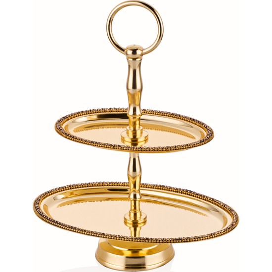 Bernardo Amber Altın Rengi Dekoratif Oval Katlı Stant - Küçük Boy - Elden TaksitleBernardo Amber Altın Rengi Dekoratif Oval Katlı Stant -