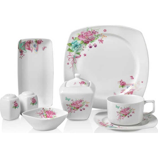 Korkmaz A8609 Bonjour Coll. 28 P Kahvaltı Seti (Kare) - Elden TaksitleKorkmaz A8609 Bonjour Coll. 28 P Kahvaltı Seti (Kare)
