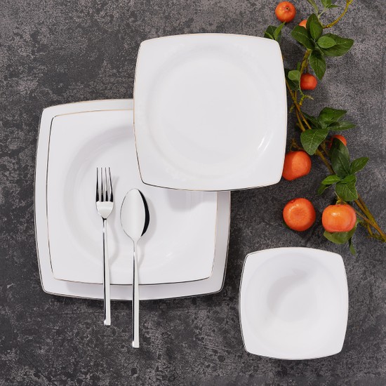 Korkmaz A8433 Bone Selection 60 Parça Kare Yemek Takimi - Elden ÖdemeliKorkmaz A8433 Bone Selection 60 Parça Kare Yemek Takimi