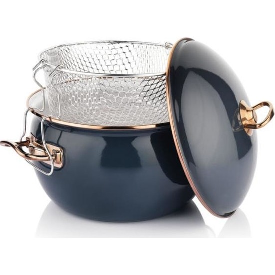 Schafer Kitchen House 20 cm Emaye Kızartma Tenceresi Füme - Elden ÖdemeliSchafer Kitchen House 20 cm Emaye Kızartma Tenceresi Füme