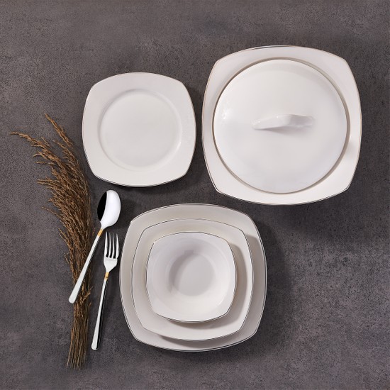 Korkmaz Mona Collection 60 Parça Kare Yemek Takımı - SenetleKorkmaz Mona Collection 60 Parça Kare Yemek Takımı