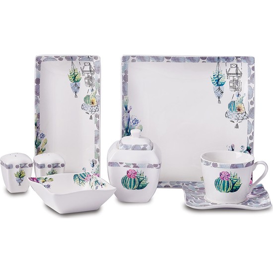 Korkmaz Link Collection 28 Parça Kare Kahvaltı Takımı - KefilsizKorkmaz Link Collection 28 Parça Kare Kahvaltı Takımı