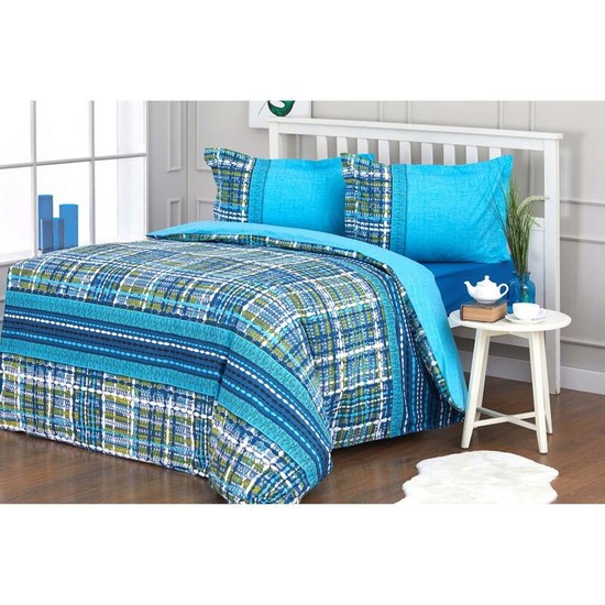 Özdilek Tek Kişilik Kapitoneli Ranforce Nevresim Takımı Tweed Turkuaz - Elden TaksitleÖzdilek Tek Kişilik Kapitoneli Ranforce Nevresim