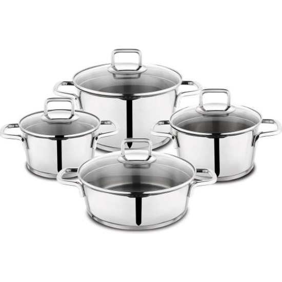 Schafer Stahl 8 Parça Çelik Tencere Seti Inox - TaksitleSchafer Stahl 8 Parça Çelik Tencere Seti Inox