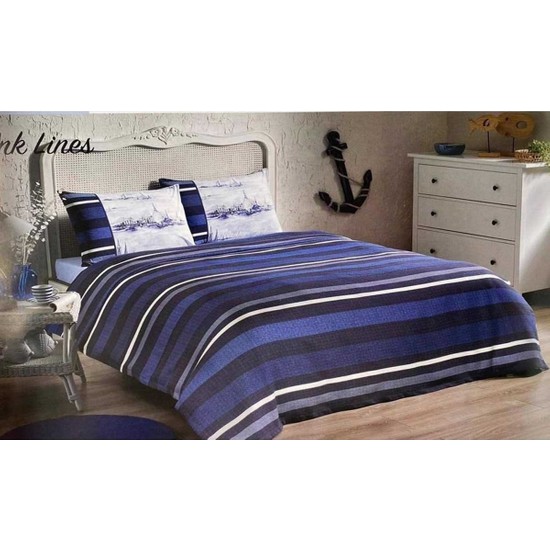 Özdilek Pike Takımı Çift Kişilik Ink Lines Mavi - Elden TaksitliÖzdilek Pike Takımı Çift Kişilik Ink Lines Mavi