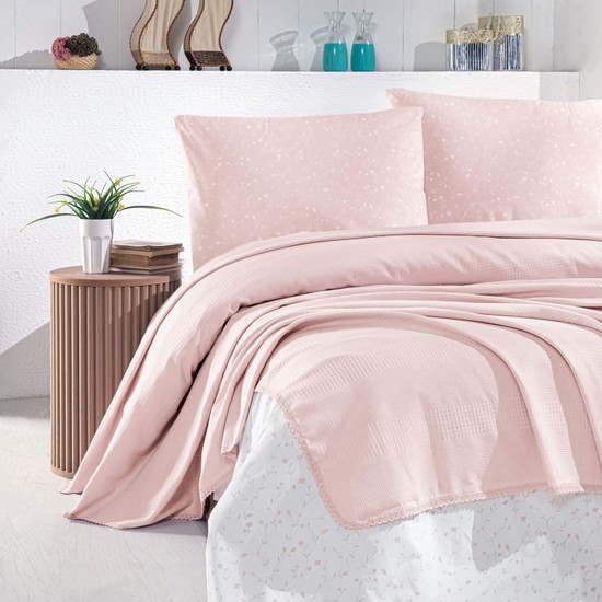 Schafer 4 Parça Flower Pudra Çift Kişilik Pike Takımı - SenetliSchafer 4 Parça Flower Pudra Çift Kişilik Pike Takımı