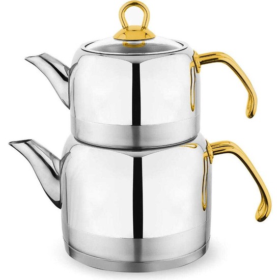 Schafer Ada Metal Orta Boy Çelik Çaydanlık Takımı Altın - Elden ÖdemeliSchafer Ada Metal Orta Boy Çelik Çaydanlık Takımı Altın