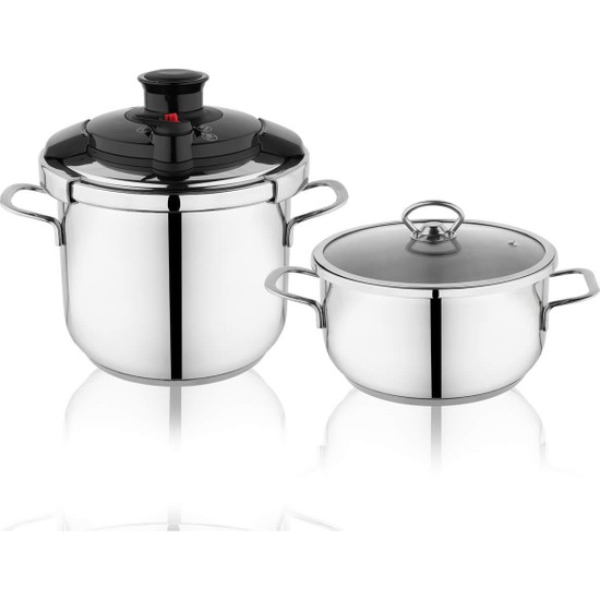 Schafer Safe Düdüklü Tencere Seti 4 + 6 Lt Çelik Saplı - SenetleSchafer Safe Düdüklü Tencere Seti 4 + 6 Lt Çelik Saplı