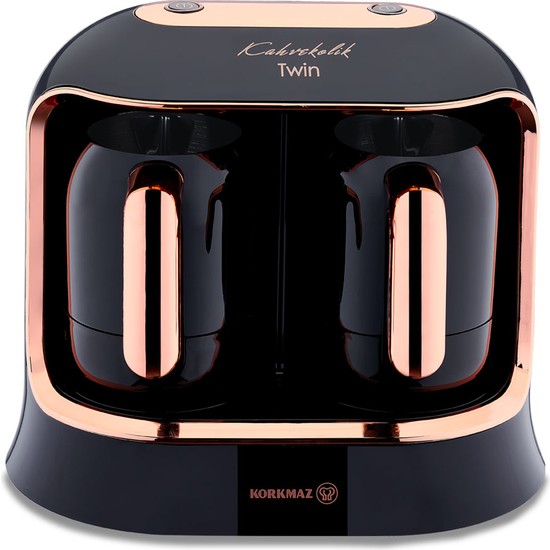Korkmaz Kahvekolik Deluxe Twin Siyah/rosagold Kahve Makinesi - TaksitleKorkmaz Kahvekolik Deluxe Twin Siyah/rosagold Kahve Makinesi