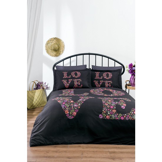 Özdilek Love Bouquet Siyah Çift Kişilik Nevresim Takımı - SözleşmeliÖzdilek Love Bouquet Siyah Çift Kişilik Nevresim Takımı