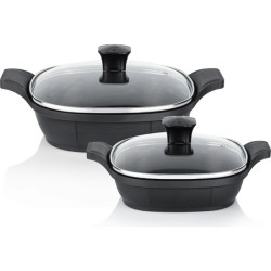 Schafer Felsen 18 + 22 cm Siyah Döküm 2'li Sahan Seti