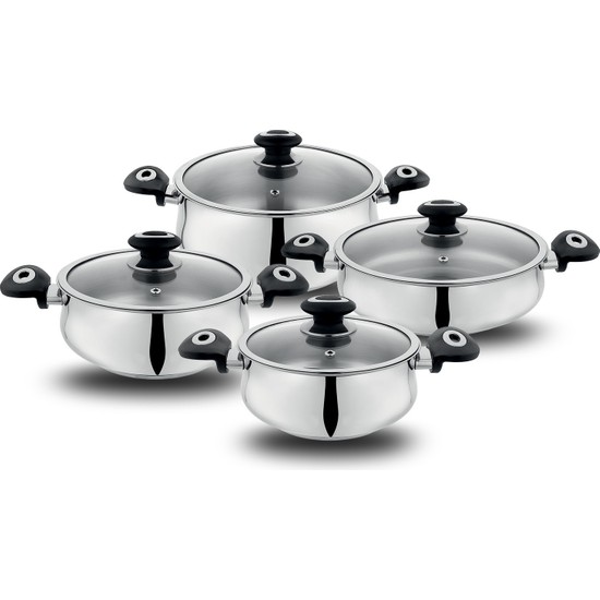 Schafer Cordell Çelik Tencere Seti-8 Prç.-Siyah - Elden TaksitleSchafer Cordell Çelik Tencere Seti-8 Prç.-Siyah