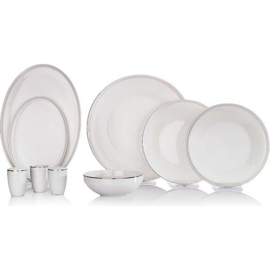 Schafer Adel Platin 56 Parça Bone Porselen Yemek Takımı PLT01 - Elden ÖdemeliSchafer Adel Platin 56 Parça Bone Porselen Yemek Takımı PLT01
