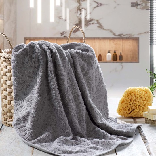 Schafer Leaf 80 x 150 cm Gri Havlu - Elden TaksitleSchafer Leaf 80 x 150 cm Gri Havlu