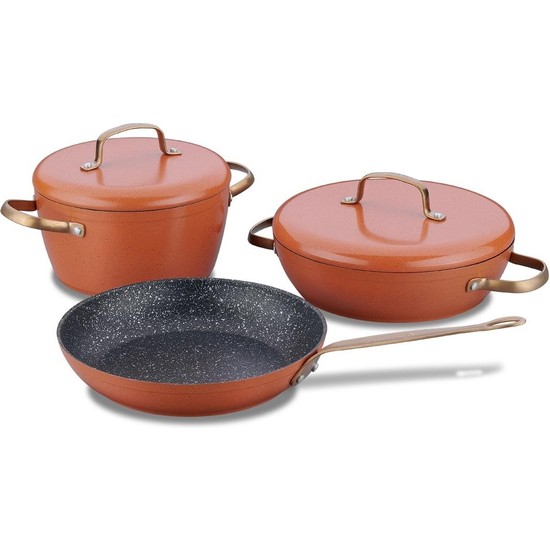 Korkmaz A2607-1 Vintage 5 Parça Tencere Seti Taba - Elden TaksitleKorkmaz A2607-1 Vintage 5 Parça Tencere Seti Taba