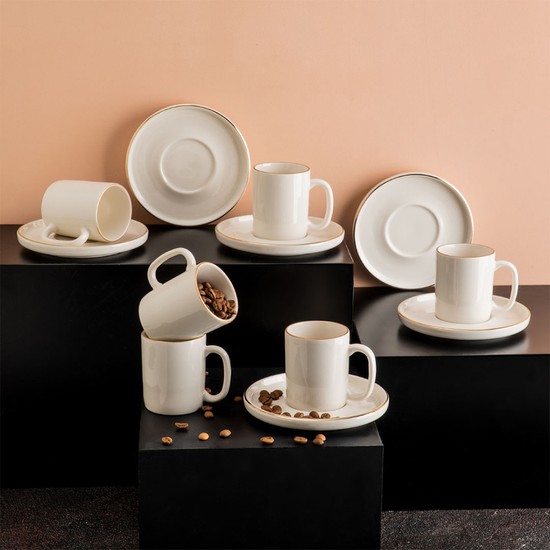 Neva Proda Gold 6 Kişilik Kahve Fincan Seti - PeşinatsızNeva Proda Gold 6 Kişilik Kahve Fincan Seti