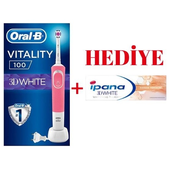 Oral-B Vitality 100 3D White Pembe Şarjlı Diş Fırçası - Elden TaksitleOral-B Vitality 100 3D White Pembe Şarjlı Diş Fırçası
