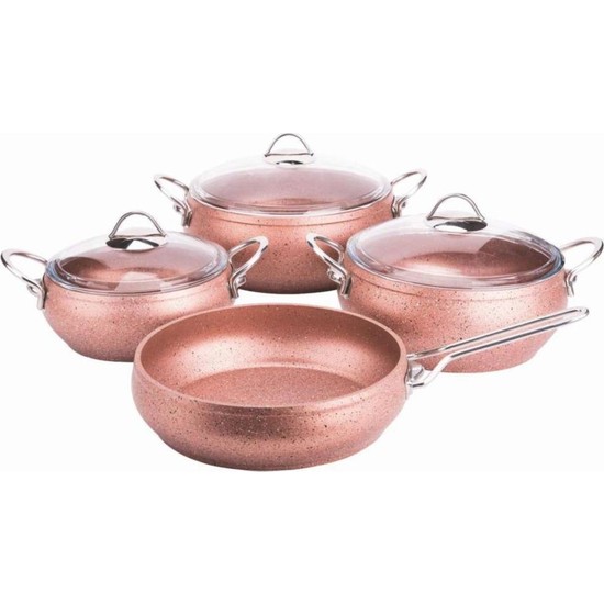 Özkent Rose Gold 7 Parça Granit Güveç Set Metal Sap K-541 - TaksitleÖzkent Rose Gold 7 Parça Granit Güveç Set Metal Sap K-541