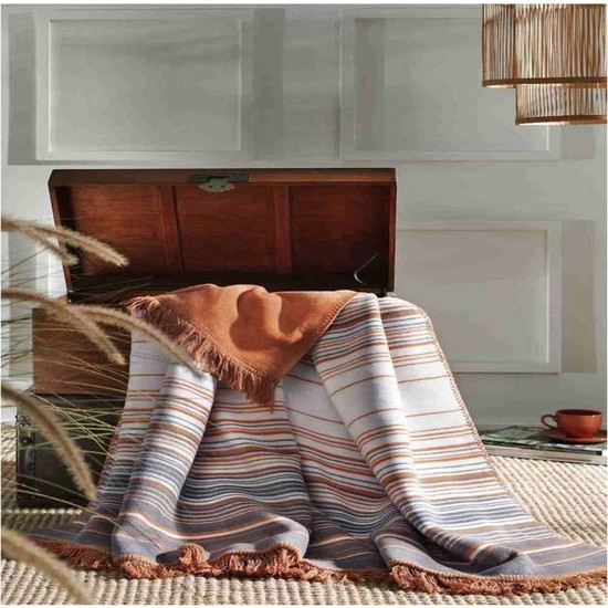 Özdilek Striped Oraj Pamuklu Çift Kişilik Battaniye - Elden TaksitliÖzdilek Striped Oraj Pamuklu Çift Kişilik Battaniye