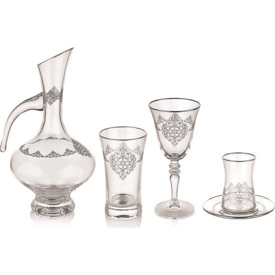 Schafer Köln Cam Bardak Seti 49 Parça Platin - KefilsizSchafer Köln Cam Bardak Seti 49 Parça Platin