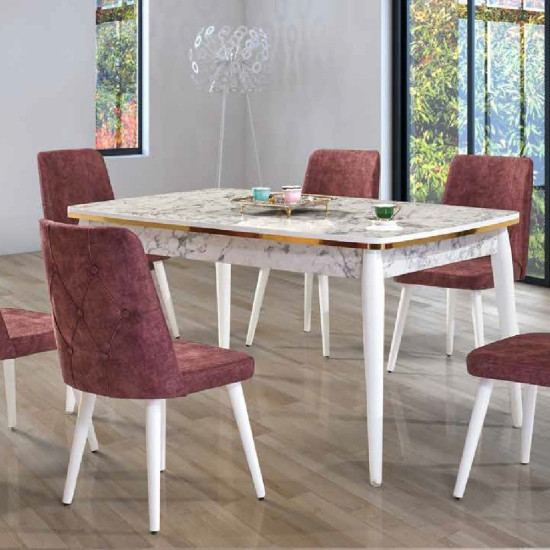 205 Oval Salon Masası - Beyaz Mermer Gold - Elden Taksitli205 Oval Salon Masası - Beyaz Mermer Gold