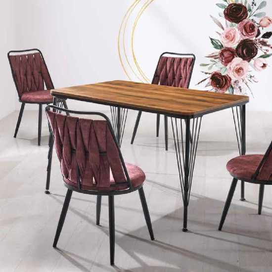 301 Dora Sabit Mutfak Masası - Hat Siyah - Senetli301 Dora Sabit Mutfak Masası - Hat Siyah