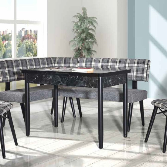 100 Torna Mutfak Köşe Takımı - Siyah Mermer - Elden Taksitli100 Torna Mutfak Köşe Takımı - Siyah Mermer