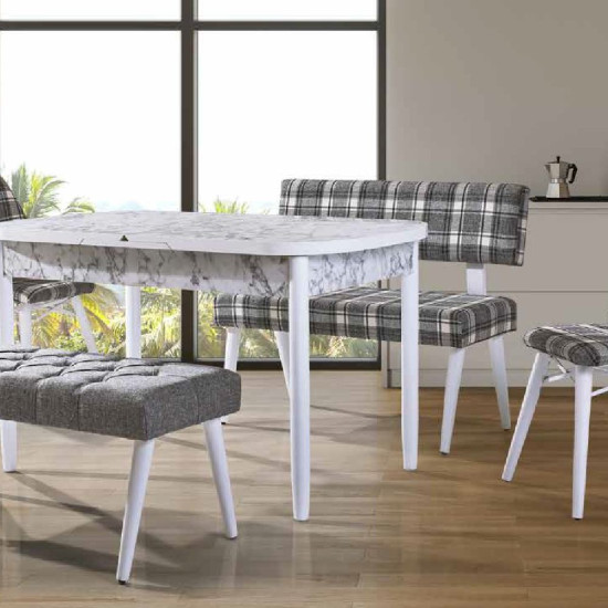 101 Torna Mutfak Bank Takımı - Beyaz Mermer - Peşinatsız101 Torna Mutfak Bank Takımı - Beyaz Mermer