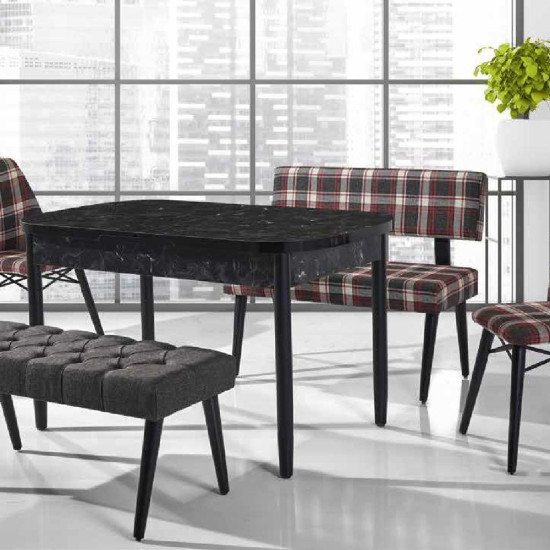 101 Torna Mutfak Bank Takımı - Siyah Mermer - Kefilsiz101 Torna Mutfak Bank Takımı - Siyah Mermer